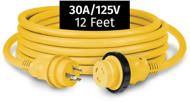Main image of 30A 125V Marine Shore Power Cordset, Yellow, 12 Ft, 199116