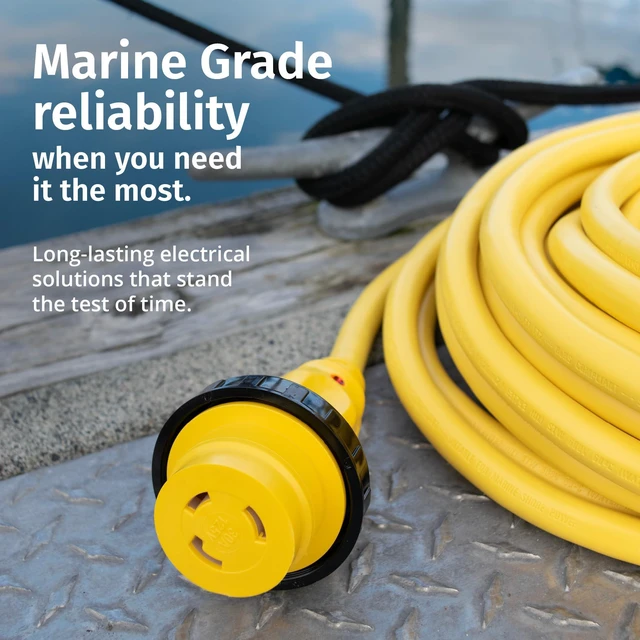 Alt view image 2 of 5 - 30A 125V Marine Shore Power Cordset, Yellow, 12 Ft, 199116