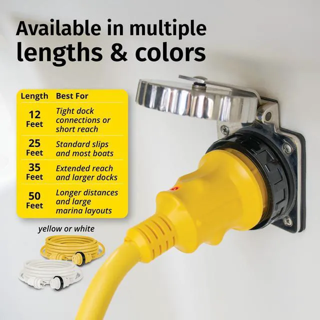 Alt view image 4 of 5 - 30A 125V Marine Shore Power Cordset, Yellow, 12 Ft, 199116