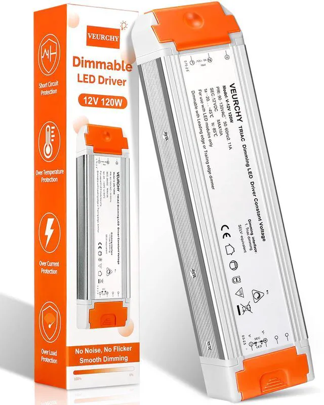 Main image of 120W LED Driver 12v Dimmable, AC 120V to DC 12V 120 Watt LED Dimmable Transformer 10A Compatible with Lutron & Leviton Dimmer Switches,12 volt Power Supply for LEDs Strip Light, Cabinets Light