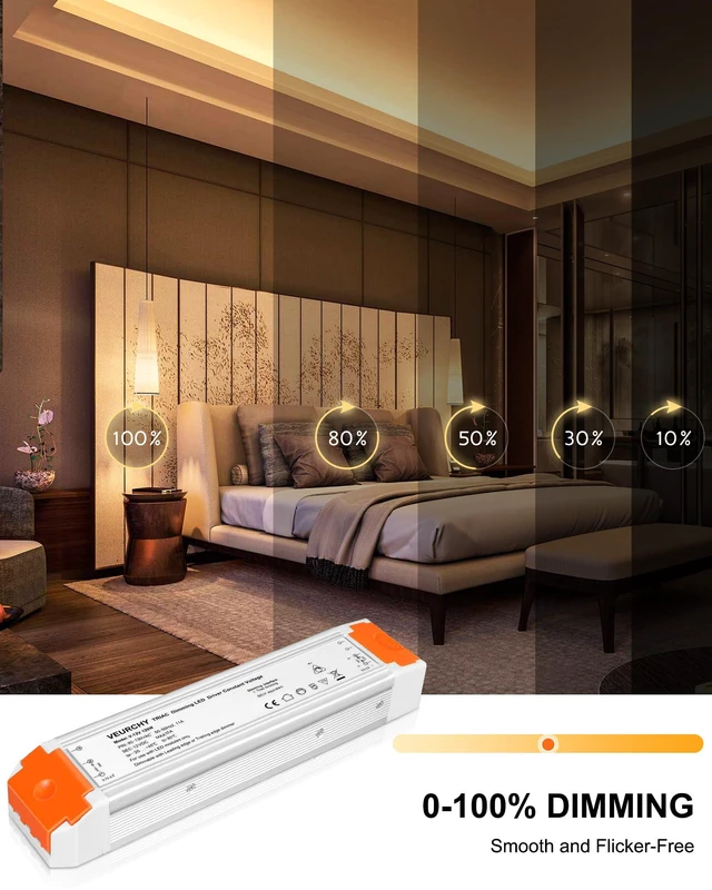 Alt view image 2 of 7 - 120W LED Driver 12v Dimmable, AC 120V to DC 12V 120 Watt LED Dimmable Transformer 10A Compatible with Lutron & Leviton Dimmer Switches,12 volt Power Supply for LEDs Strip Light, Cabinets Light