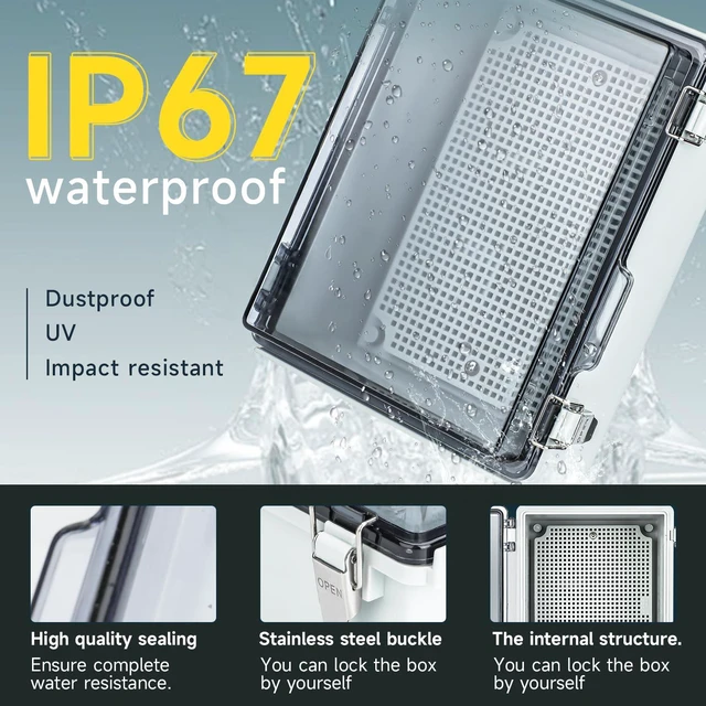 Alt view image 2 of 7 - Junction Box Outdoor Waterproof Electrical Project Box IP67 ABS Enclosure Weatherproof Electrical Box Outdoor Cable Project Box Enclosure, Mounting Plate, Easy Wall Mounting 13.8"x9.8"x5.9"