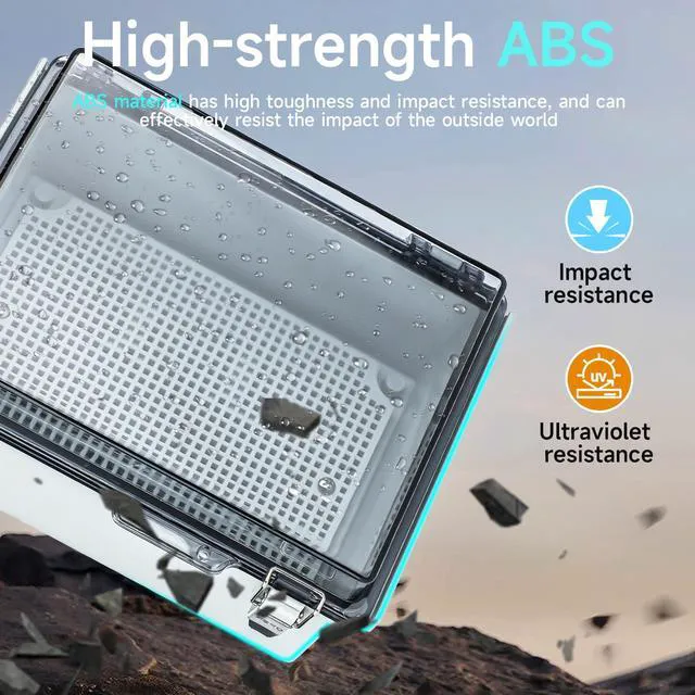 Alt view image 5 of 7 - Junction Box Outdoor Waterproof Electrical Project Box IP67 ABS Enclosure Weatherproof Electrical Box Outdoor Cable Project Box Enclosure, Mounting Plate, Easy Wall Mounting 13.8"x9.8"x5.9"