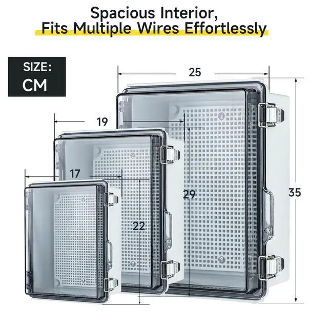 Alt view image 7 of 7 - Junction Box Outdoor Waterproof Electrical Project Box IP67 ABS Enclosure Weatherproof Electrical Box Outdoor Cable Project Box Enclosure, Mounting Plate, Easy Wall Mounting 13.8"x9.8"x5.9"