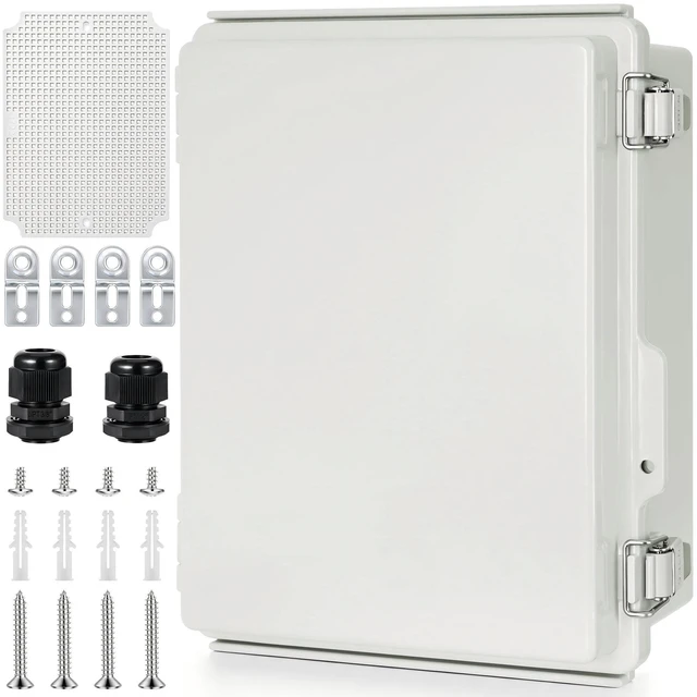Main image of Junction Box Outdoor Waterproof Electrical Boxes IP67 Plastic Enclosure Weatherproof Electrical Box Outdoor Cable Project Box Enclosure, Mounting Plate, Easy Wall Mount Grey-13.8"x9.8"x5.9"