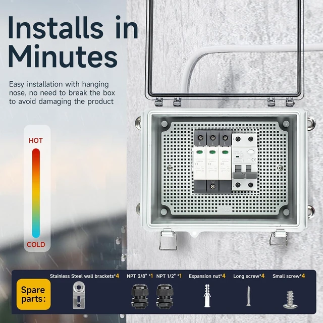 Alt view image 4 of 7 - Junction Box Outdoor Waterproof Electrical Project Box IP67 ABS Enclosure Weatherproof Electrical Box Outdoor Cable Project Box Enclosure, Mounting Plate, Easy Wall Mounting 13.8"x9.8"x5.9"