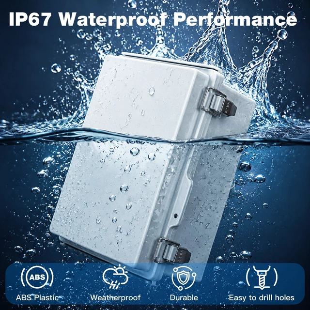 Alt view image 2 of 7 - Junction Box Outdoor Waterproof Electrical Boxes IP67 Plastic Enclosure Weatherproof Electrical Box Outdoor Cable Project Box Enclosure, Mounting Plate, Easy Wall Mount Grey-13.8"x9.8"x5.9"