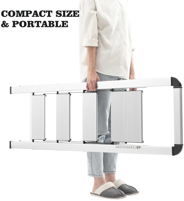 Alt view image 5 of 6 - Aluminium 4 Step Ladder, Lightweight Step Stool with Non-Slip Pedals, Handrail, Foldable Step Ladder for Kitchen, Garage, Home, Space Saving, Sturdy and Portable, Silver