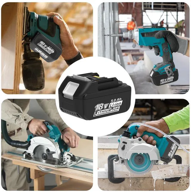 Alt view image 2 of 7 - 2 Packs 5.0Ah 18V Battery Replacement for Makita 18V Battery BL1850B BL1840B 1860B BL1830B BL1815B Compatible with Makita 18 Volt Cordless Power Tool and Charger