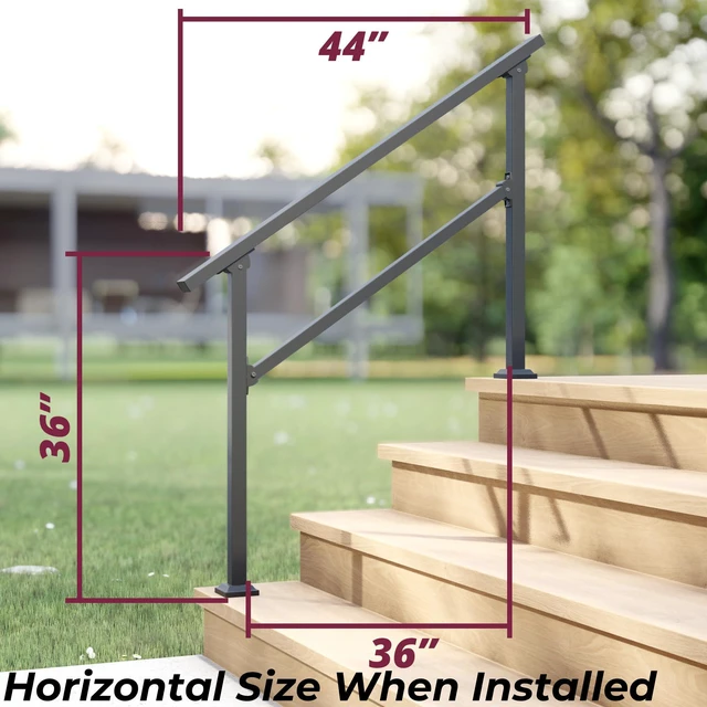 Alt view image 4 of 7 - CR Fence & Rail Handrails for Outdoor Steps & Indoor Stair Railing Kit, 3-4 Steps Safety Hand Rail for Porch & Deck