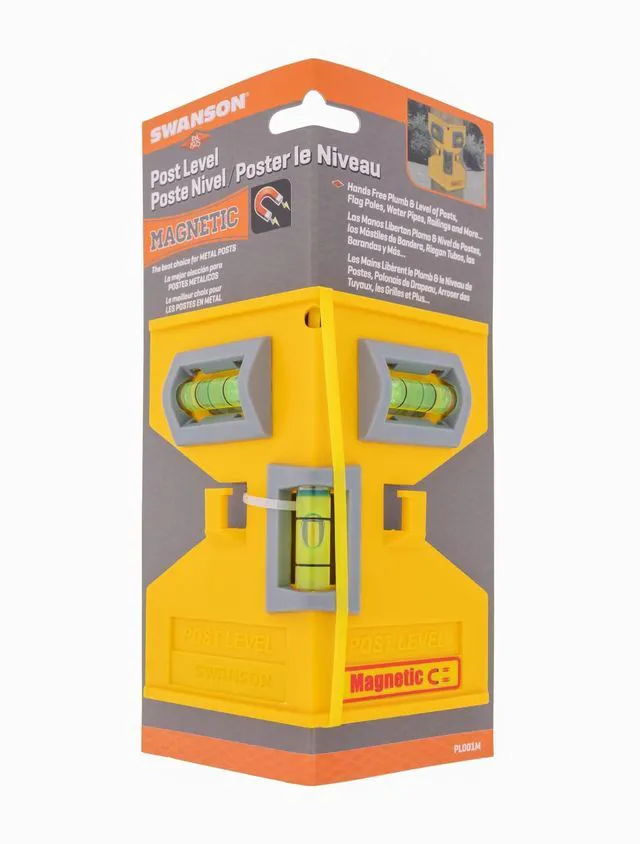 Alt view image 6 of 6 - Magnetic Post Plumbing Pipe Track Level with Elastic, Hooks, PL001M, 8" (Pack of 10)