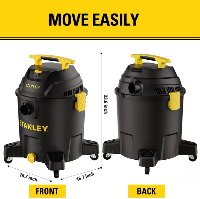 Alt view image 3 of 7 - 10 Gallon Wet Dry Vacuum, 6 Peak HP Poly Built-in Drain Shop Vac Blower with Powerful Suction, Multifunctional Shop Vacuum W/ 6 Horsepower Motor for Job Site, Garage, Basement, Van, Workshop