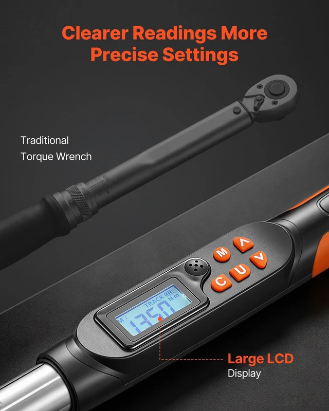 Alt view image 3 of 7 - Torque Wrench 0-1.5 in Adjustable Jaw Opening Digital Torque Wrench, Open-End Jaw, 4 Display Units, ±2% Accuracy, LCD Screen, with Buzzer and LED Indicator, for Pipe and Automotive Repair