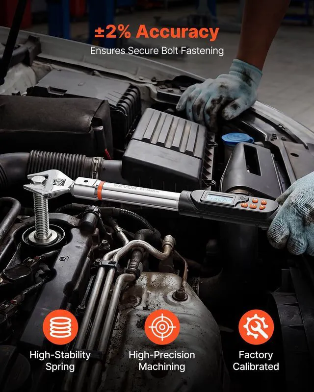 Alt view image 4 of 7 - Torque Wrench 0-1.5 in Adjustable Jaw Opening Digital Torque Wrench, Open-End Jaw, 4 Display Units, ±2% Accuracy, LCD Screen, with Buzzer and LED Indicator, for Pipe and Automotive Repair