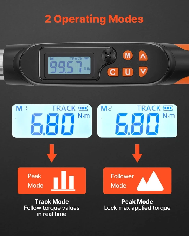 Alt view image 6 of 7 - Torque Wrench 0-1.5 in Adjustable Jaw Opening Digital Torque Wrench, Open-End Jaw, 4 Display Units, ±2% Accuracy, LCD Screen, with Buzzer and LED Indicator, for Pipe and Automotive Repair