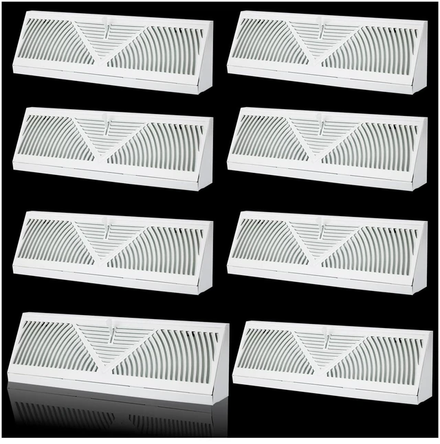 Main image of 8Pack 15 inch Baseboard Register Vent for 15"Duct,Baseboard Diffusers Vent Steel Baseboard Diffuser,3 Way Maximum Air Flow,Smooth Adjust Lever,Wall Corner Base-Board Air Covers,15"Wx4.5"H x 2.75"Deep