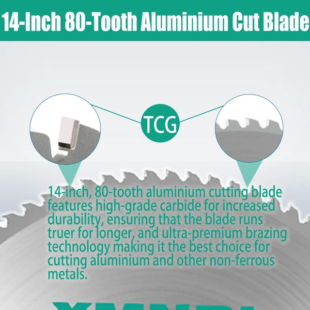 Alt view image 4 of 7 - 14 Inch 80 Teeth Aluminium Cutting Blade,Replacement for Evolution 14 Inch 80 Teeth Aluminium Cutting Blade,Compatible with Evolution S355CPSL,S380CPS,EVOSAW380,Dewalt DW872 and Other Cutting Saws