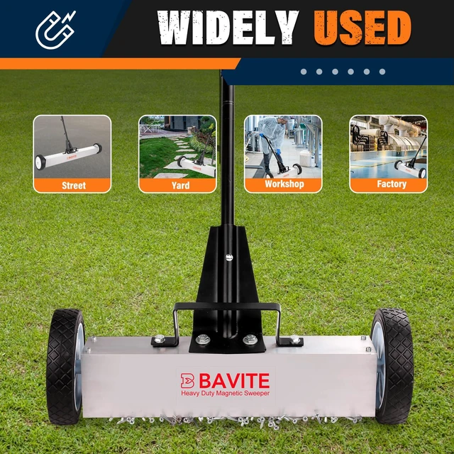 Alt view image 7 of 7 - 55lbs Rolling Magnetic Sweeper with Wheels, Magnet Pickup Sweeper 36" Heavy Duty Telescopic Magnet Broom Large Magnet Tools Cleanup and Long Adjustable Handle for Construction Yard Shop