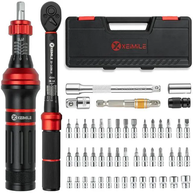 Main image of 52Pcs 1/4" Drive Small Torque Wrench &Screwdriver Set 20-260In.Lb 1/4 Torque Wrench (2.3-29.4Nm),10-80 Inch Pound Torque Screwdriver,72T Dual Range,with Bits Sockets for DIY Bike Gunsmithing