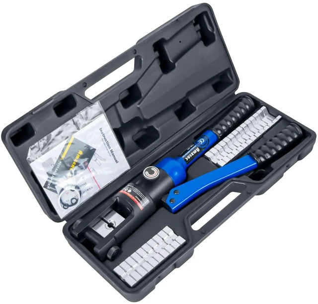 Main image of Hydraulic Cable Lug Crimper 16 Ton, 9 AWG-600 MCM Tool Electricians & Contractors, 13 Die Sets for Crimping 9 AWG-600 MCM Copper & Aluminum Cable Lugs