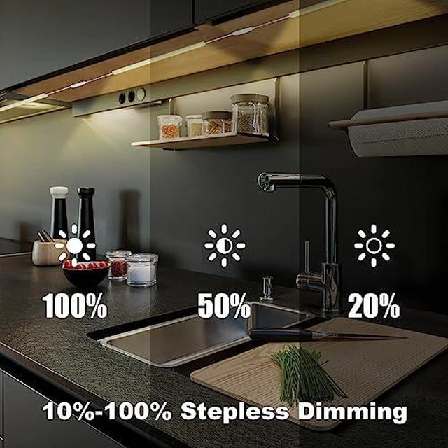 Alt view image 2 of 6 - 6PCS x 12 inch Under Cabinet LED Lights 4500K, Dimmable Under Counter Lights for Kitchen, Led Under Cabinet Lighting, Plug-in Under Cabinet Lights with Memory Function, Daylight White (Pack of 2)