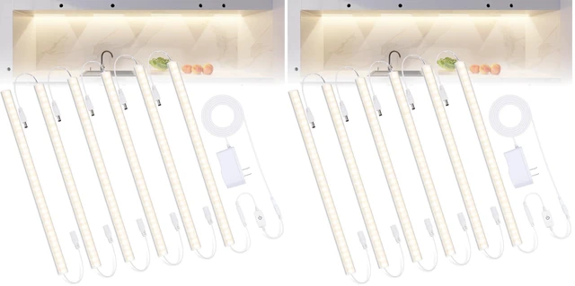 Main image of 6PCS x 12 inch Under Cabinet LED Lights 4500K, Dimmable Under Counter Lights for Kitchen, Led Under Cabinet Lighting, Plug-in Under Cabinet Lights with Memory Function, Daylight White (Pack of 2)