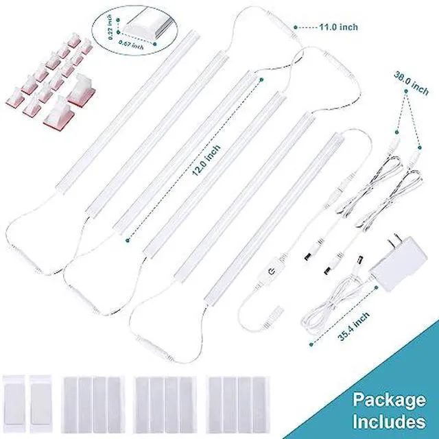 Alt view image 6 of 6 - 6PCS x 12 inch Under Cabinet LED Lights 4500K, Dimmable Under Counter Lights for Kitchen, Led Under Cabinet Lighting, Plug-in Under Cabinet Lights with Memory Function, Daylight White (Pack of 2)