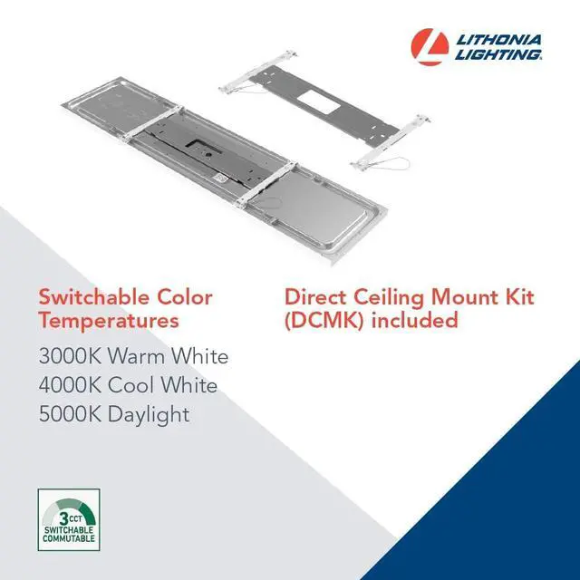 Alt view image 3 of 7 - 2x2 LED Flat Panel Light, 3300 Lumens, 3500K/4000K/5000K CPANL 2 Ft. x 2 Ft. LED Light Panel, Ceiling Lighting Fixture, 3-in-1 Switchable CCT, Includes Ceiling Mount Bracket, White