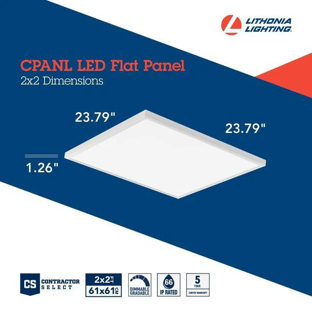 Alt view image 5 of 7 - 2x2 LED Flat Panel Light, 3300 Lumens, 3500K/4000K/5000K CPANL 2 Ft. x 2 Ft. LED Light Panel, Ceiling Lighting Fixture, 3-in-1 Switchable CCT, Includes Ceiling Mount Bracket, White