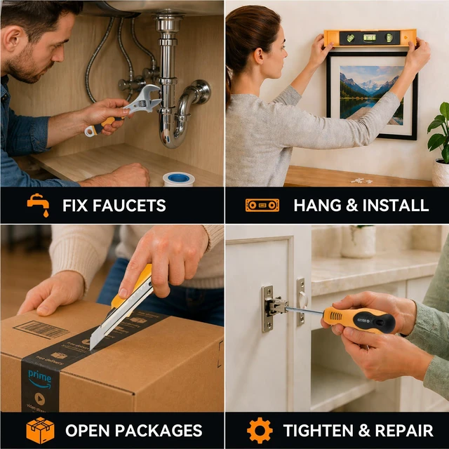 Alt view image 4 of 7 - Tool Kit for Home, Basic Tool Set with Magnetic Pickup Tool For general household and auto repair with storage case and drawer, for homeowners, diy projects, and handyman mechanics