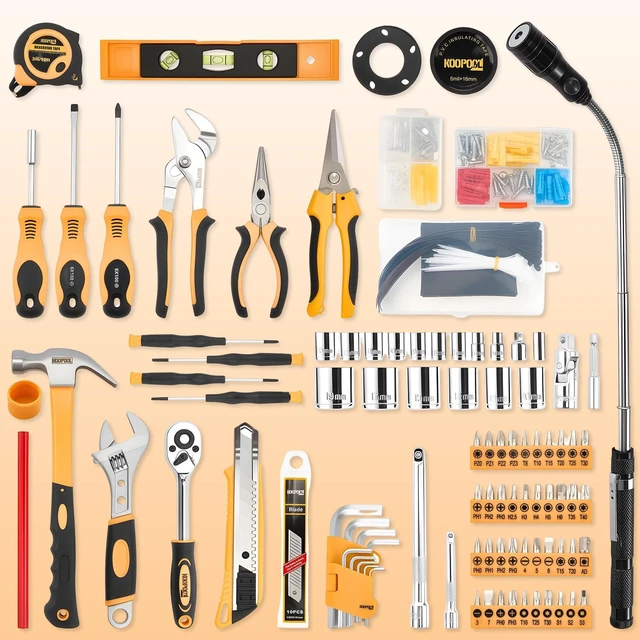 Alt view image 7 of 7 - Tool Kit for Home, Basic Tool Set with Magnetic Pickup Tool For general household and auto repair with storage case and drawer, for homeowners, diy projects, and handyman mechanics