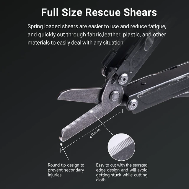Alt view image 5 of 7 - PIONEER 14-IN-1 Multi-tools Full-Size,Versatile Multi-tool Set with Scissors Needle Nose Pliers Pocket Clip Multi-tool