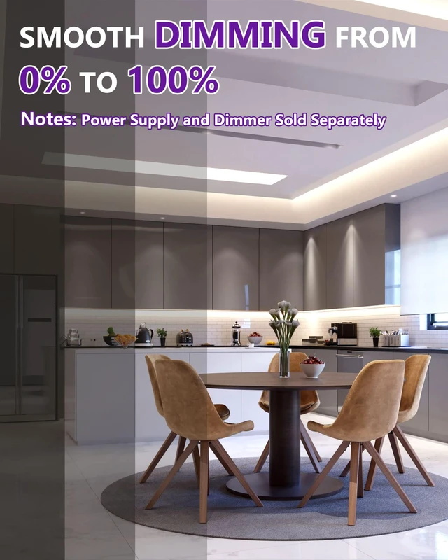 Alt view image 4 of 7 - COB LED Strip Lights Neutral White 4000K, 32.8ft 24V, UL Listed 5120 LEDs, 350+ lm/ft, CRI 90+, IP30, High Density, Cuttable, Tape Lighting for Kitchen Cabinets, Power Source Not Included