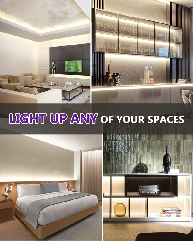 Alt view image 7 of 7 - COB LED Strip Lights Neutral White 4000K, 32.8ft 24V, UL Listed 5120 LEDs, 350+ lm/ft, CRI 90+, IP30, High Density, Cuttable, Tape Lighting for Kitchen Cabinets, Power Source Not Included