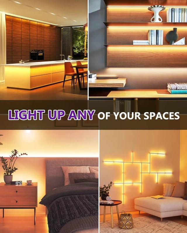 Alt view image 7 of 7 - COB LED Strip Lights Warm White 2700K, 32.8ft 24V Tape, UL Listed 5120 LEDs, 350+ lm/ft, CRI 90+, IP30, High Density, Cuttable, Rope Lighting for Kitchen Cabinets, Power Source Not Included