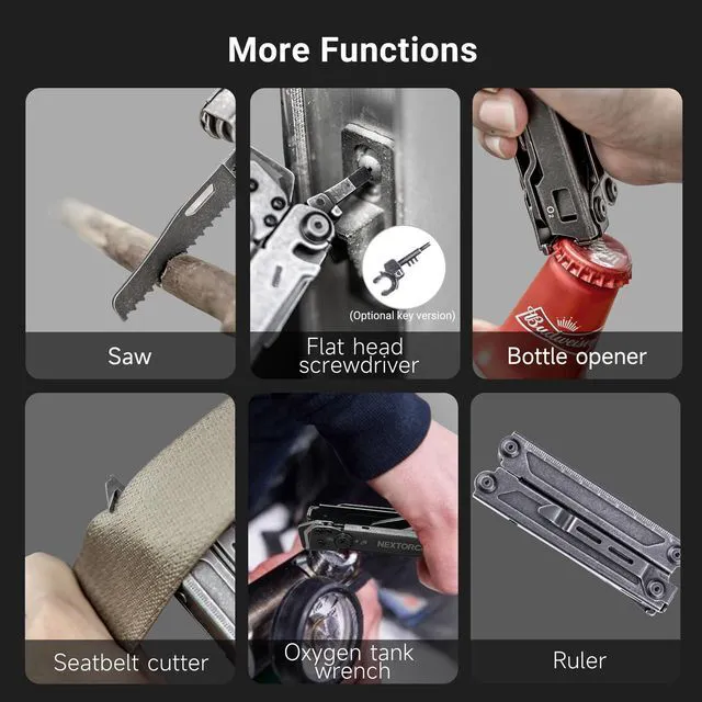 Alt view image 5 of 7 - PIONEER 14-IN-1 Multi-tools Full-Size,Versatile Multi-tool Set with Scissors Needle Nose Pliers Pocket Clip Multi-tool (STONE WASHED FINISH)