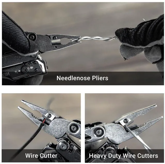 Alt view image 7 of 7 - PIONEER 14-IN-1 Multi-tools Full-Size,Versatile Multi-tool Set with Scissors Needle Nose Pliers Pocket Clip Multi-tool (STONE WASHED FINISH)