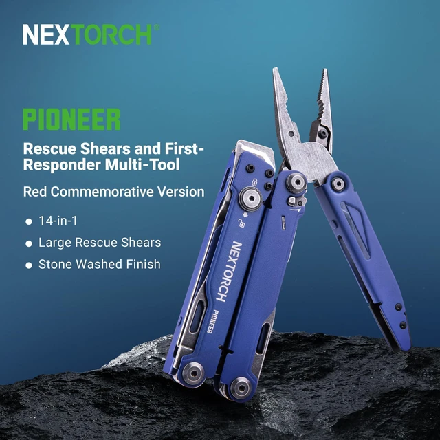 Alt view image 2 of 7 - PIONEER MT20 14-IN-1 Multi-tools Full-Size,Multi-tool Set with Scissors Needle Nose Pliers Pocket Clip Multi-tool for DIY Home Outdoors Everyday Carry Men Gift Color (BLUE with Glass Breaker)