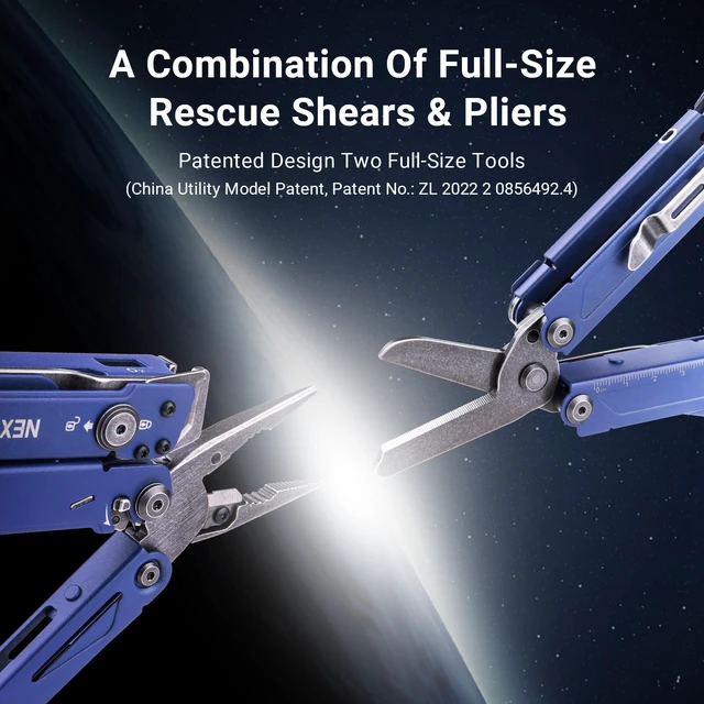 Alt view image 3 of 7 - PIONEER MT20 14-IN-1 Multi-tools Full-Size,Multi-tool Set with Scissors Needle Nose Pliers Pocket Clip Multi-tool for DIY Home Outdoors Everyday Carry Men Gift Color (BLUE with Glass Breaker)