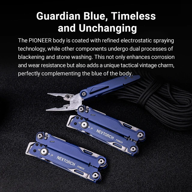 Alt view image 7 of 7 - PIONEER MT20 14-IN-1 Multi-tools Full-Size,Multi-tool Set with Scissors Needle Nose Pliers Pocket Clip Multi-tool for DIY Home Outdoors Everyday Carry Men Gift Color (BLUE with Glass Breaker)