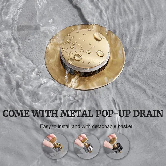 Alt view image 6 of 7 - Waterfall Bathroom Faucet for Sink Champagne Bronze 4 Inch Bathroom Faucet for 3 Hole or 2 Hole, 2 Handle Waterfall Faucets with Pop up Drain, Centerset Faucets for RV Counter