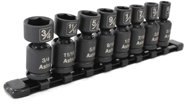 Alt view image 2 of 5 - Astro Pneumatic Tool 78340 8-Piece 3/8" Drive Nano Pinless Universal Impact Sockets - SAE