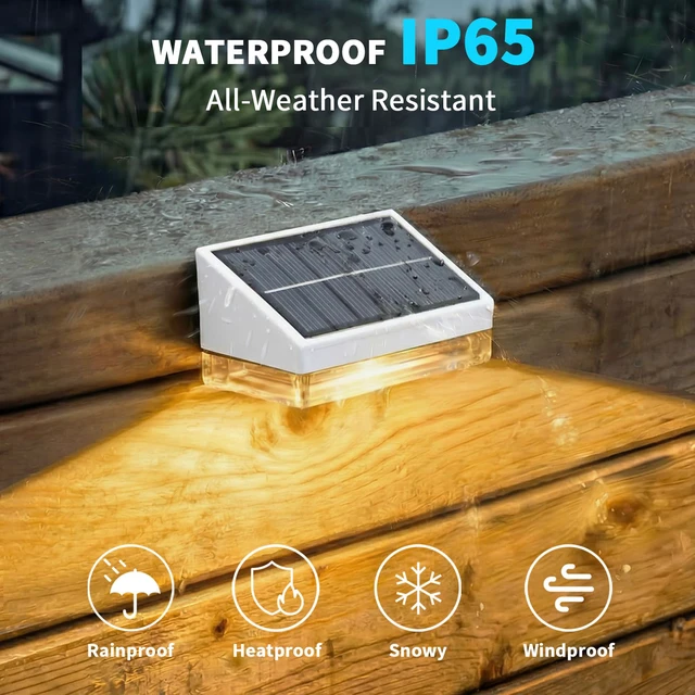 Alt view image 6 of 7 - Solar Fence Lights 8 Pack, Outdoor Solar Lights with 3 Color Temperatures, IP65 Waterproof Wide-Angle LED Lighting for Fence, Patio, Yard, Deck, Wall, Garden (White)