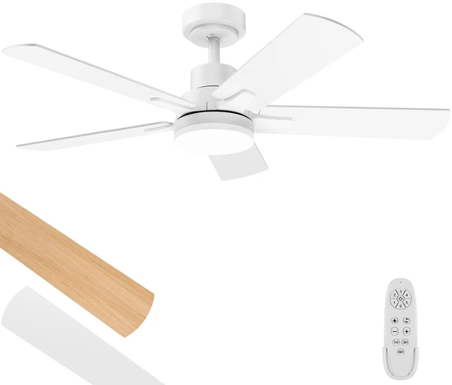 Main image of Ceiling Fan With Light 42-Inch, Remote Control Reversible DC Motors, 3CCT Dimmable Timer Noiseless, White Ceiling Fan for Bedroom Living Room, Indoor&Outdoor ETL Listed
