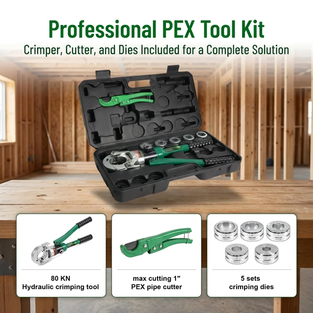 Alt view image 2 of 7 - Pex Pipe Crimping Tool kit for 3/8" 1/2" 5/8" 3/4" 1" with Pex Pipe Cutter -Meet ASTM F1807