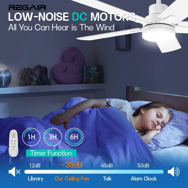 Alt view image 5 of 7 - Ceiling Fan With Light 42-Inch, Remote Control Reversible DC Motors, 3CCT Dimmable Timer Noiseless, White Ceiling Fan for Bedroom Living Room, Indoor&Outdoor ETL Listed