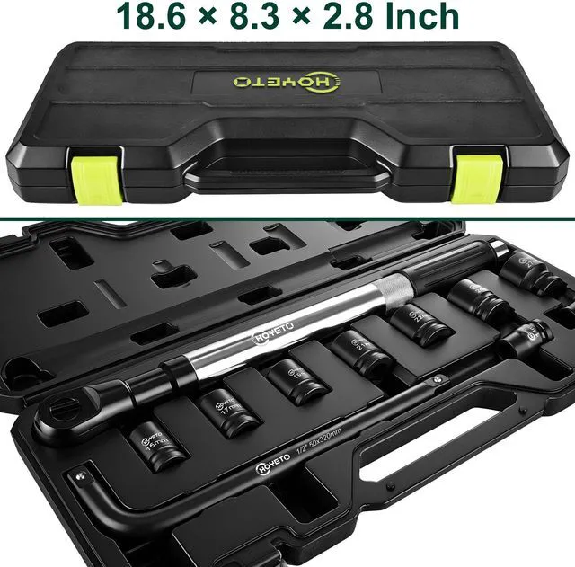 Alt view image 4 of 6 - 430mm offset Extension Ratchet Wrench Socket Set, Impact Ready Reach tight spaces easily. Use manually for precision or attach an impact wrench for extra speed. Heavy-duty case included