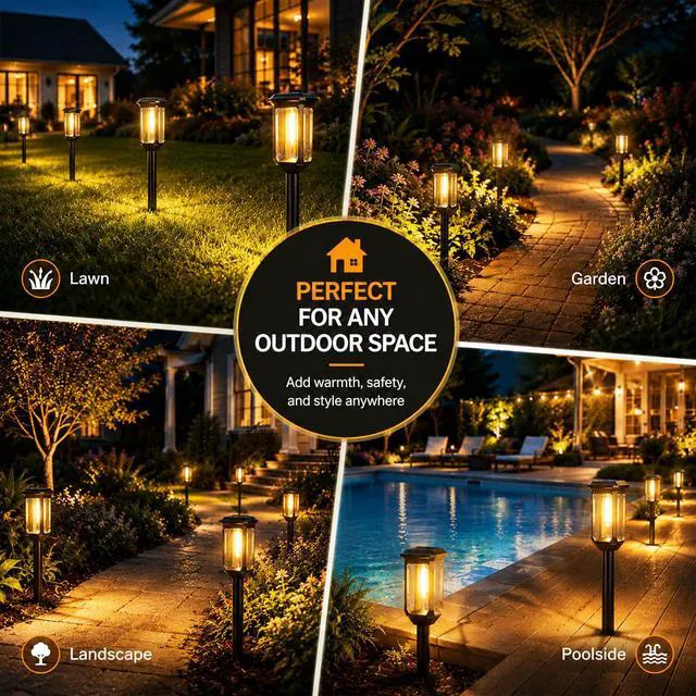 Alt view image 7 of 7 - Solar Pathway Lights Outdoor 12 Pack, Bright Solar Garden Lights