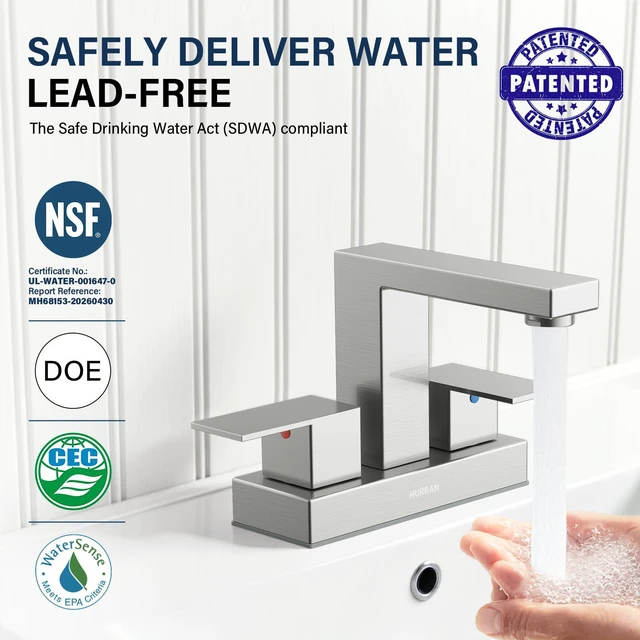 Alt view image 2 of 7 - Bathroom Sink Faucet, 4 inch Brushed Nickel Bathroom Faucet Stainless Steel Bathroom Faucets for Sink 3 Hole with Pop-up Drain and Supply Lines, 2-Handle Centerset Faucet for Vanity RV Restroom