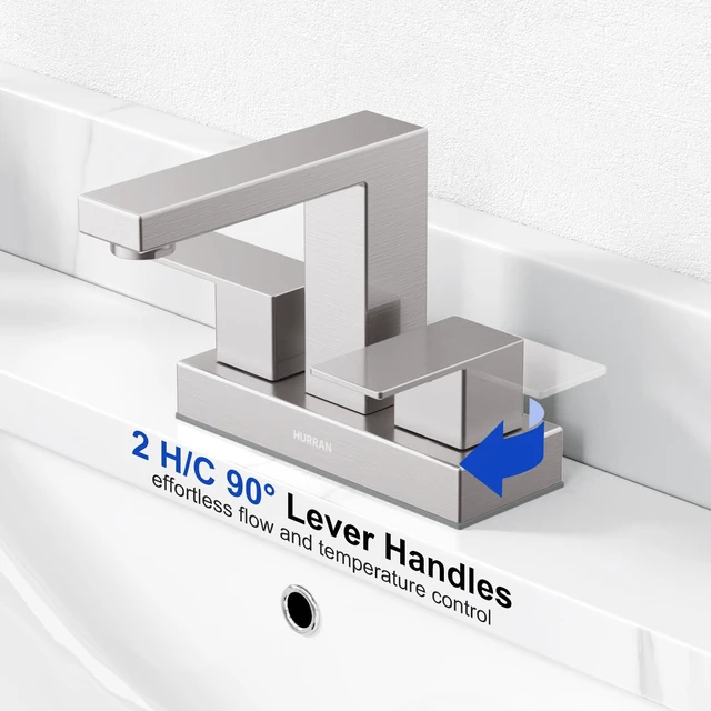 Alt view image 3 of 7 - Bathroom Sink Faucet, 4 inch Brushed Nickel Bathroom Faucet Stainless Steel Bathroom Faucets for Sink 3 Hole with Pop-up Drain and Supply Lines, 2-Handle Centerset Faucet for Vanity RV Restroom